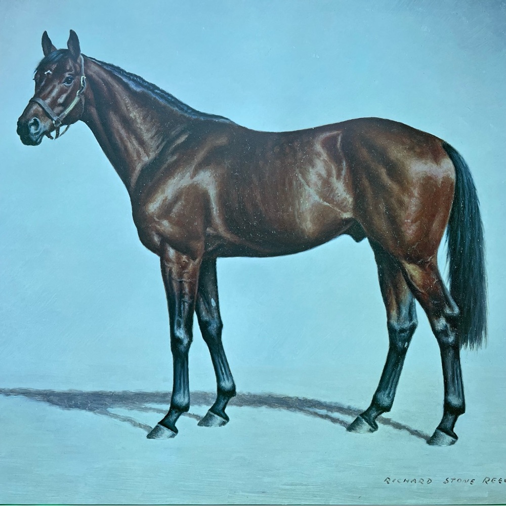 Richard Stone Reeves print book page thoroughbred horse racing art decor vtg
